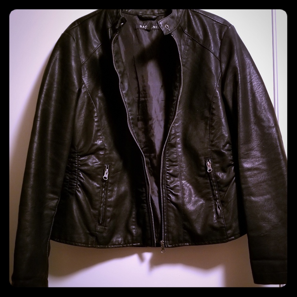 Baccini Black Faux Leather Jacket